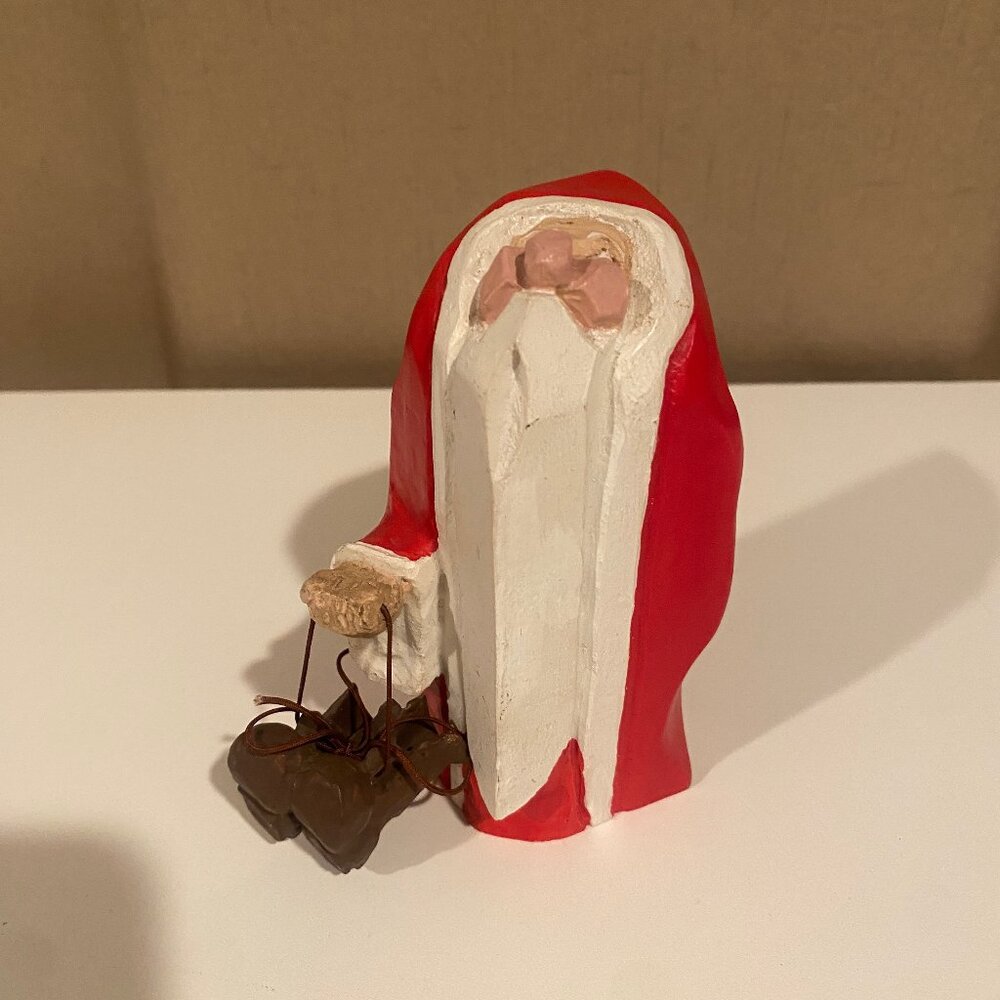 Dept. 56 Quirky Carved Wood Barefoot Santa Figurine 5” Holiday Decor